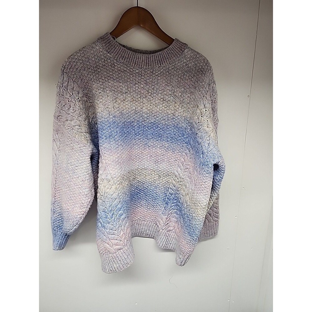 LC By Lauren Conrad Mock Neck Cable Purple/ Blue Ombre Women's XXL Sweater EUC